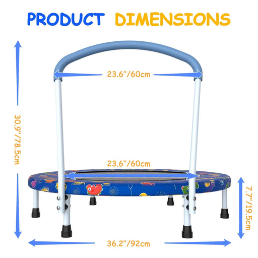 36inch Mini Trampoline for Kids Ages 1-6 Indoor Outdoor Trampoline with Handle Fun for Kids Default -DTYStore