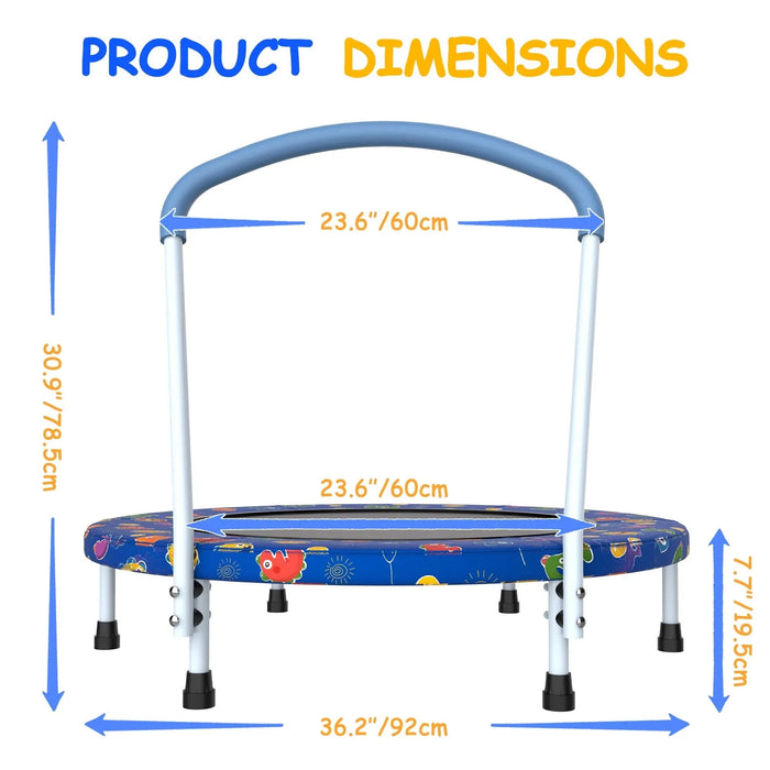 36inch Mini Trampoline for Kids Ages 1-6 Indoor Outdoor Trampoline with Handle Fun for Kids Default -DTYStore
