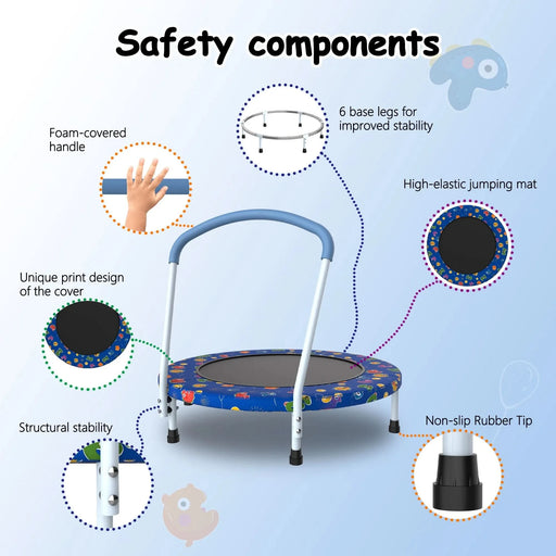 36inch Mini Trampoline for Kids Ages 1-6 Indoor Outdoor Trampoline with Handle Fun for Kids - DTY Store