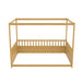 Full Size Canopy Bed Frame with Guardrails for Kids,Floor Bed Full with Four Poster Design,Kids Montessori Floor Bed,Wood Canopy Bed Frame for Girls,Boys(Full,Natural) - DTYStore