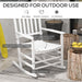 Outsunny Outdoor Rocking Chair Set of 2 with Side Table, Patio Wooden Rocking Chair with Smooth Armrests, High Back for Garden, Balcony, Porch, Supports Up to 352 lbs., White - DTYStore