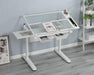 Hand Crank Adjustable Drafting table drawing desk with 2 metal drawers (white)WITH STOOL - DTYStore