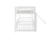 Twin Over Twin Floor Bunk Bed with Slide, Ladder, Door, Safety Guardrails, Solid Pine Wood Bunk Bed ,White