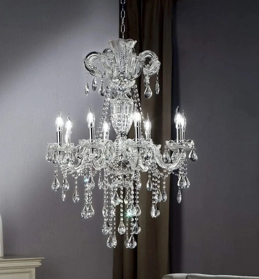37' In Eilish Silver Crystal 8-Led Light Chandelier Default -DTYStore