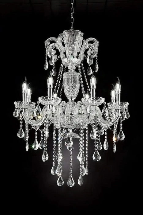 37' In Eilish Silver Crystal 8-Led Light Chandelier Default -DTYStore