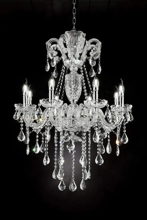 37' In Eilish Silver Crystal 8-Led Light Chandelier Default -DTYStore