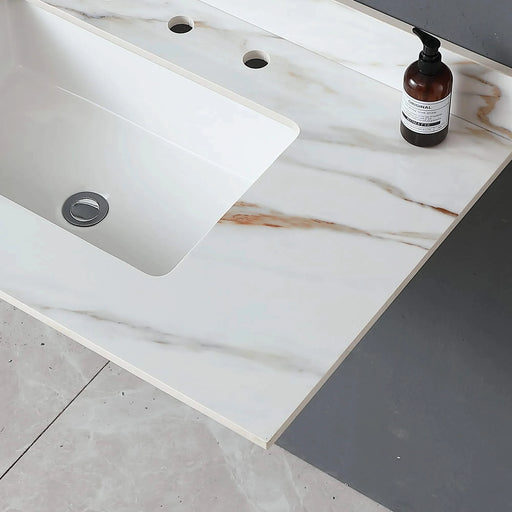 37 Inch Marble Vanity Top, Sintered Stone,Carrara white with veins Default -DTYStore
