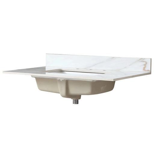 37 Inch Marble Vanity Top, Sintered Stone,Carrara white with veins Default -DTYStore