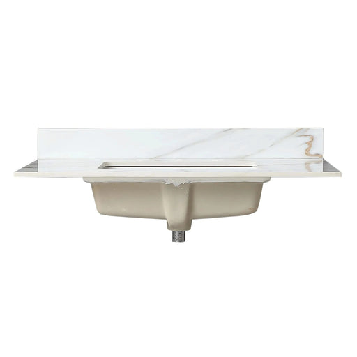 37 Inch Marble Vanity Top, Sintered Stone,Carrara white with veins Default -DTYStore