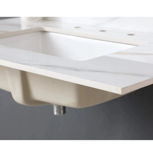 37 Inch Marble Vanity Top, Sintered Stone,Carrara white with veins Default -DTYStore