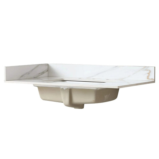 37 Inch Marble Vanity Top, Sintered Stone,Carrara white with veins Default -DTYStore
