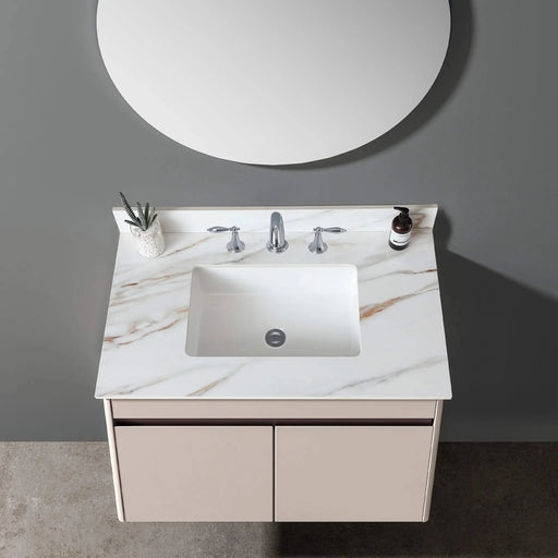 37 Inch Marble Vanity Top, Sintered Stone,Carrara white with veins Default -DTYStore