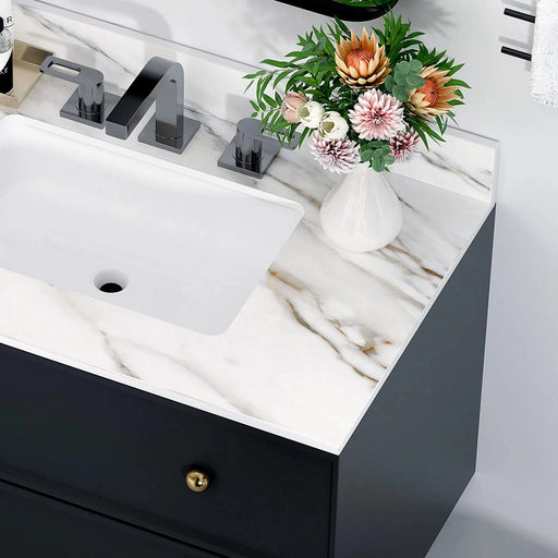 37 Inch Marble Vanity Top, Sintered Stone,Carrara white with veins Default -DTYStore