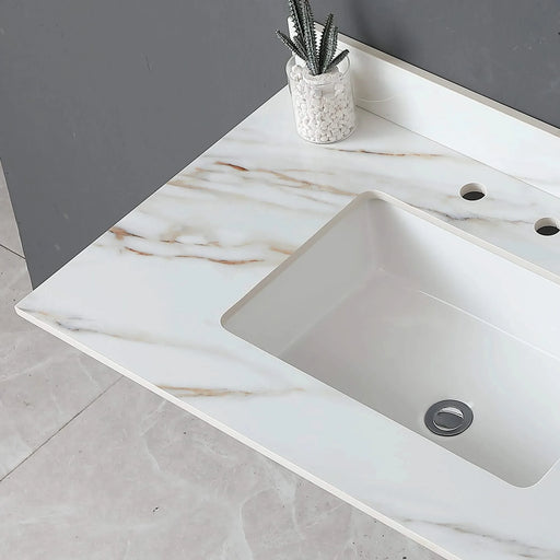 37 Inch Marble Vanity Top, Sintered Stone,Carrara white with veins Default -DTYStore
