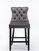 Contemporary Velvet Upholstered Barstools with Button Tufted Decoration and Wooden Legs, and Chrome Nailhead Trim, Leisure Style Bar Chairs,Bar stools, Set of 2 (Gray),SW1902GY - DTYStore
