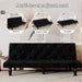 Sofa-to-Bed Evolution: 66" Black Velvet Sofa Bed Transforms Seamlessly, Ideal for Family Living Rooms, Apartments, and Bedrooms - DTYStore