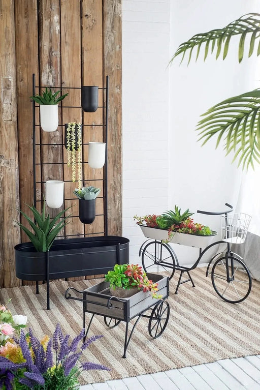 38.5x14.5x25.5' Black and White Bicycle Plant Stand Planter Default -DTYStore