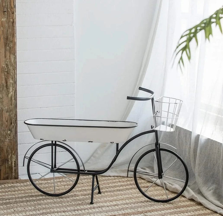 38.5x14.5x25.5' Black and White Bicycle Plant Stand Planter Default -DTYStore
