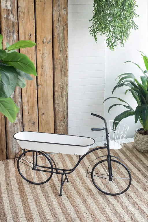 38.5x14.5x25.5' Black and White Bicycle Plant Stand Planter Default -DTYStore