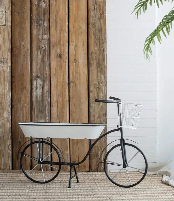 38.5x14.5x25.5' Black and White Bicycle Plant Stand Planter Default -DTYStore