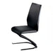 Contemporary Style Z-Shaped Chair Base 2pcs Dining Chairs Black Leatherette Chrome Finish Side Chair Dining Room Furniture - DTYStore