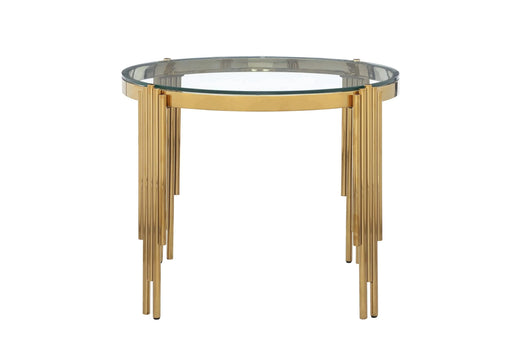 38.6' Round Glass Dining Table, Tempered Glass Tabletop and Polished Gold Legs, Modern Style Table for Home, Kitchen. Dining Room Default -DTYStore