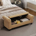 64.5" Bed Bench for Bed Room Nails Tufted Chaise of Lounge with Storage Velvet Upholstery Khaki - DTYStore