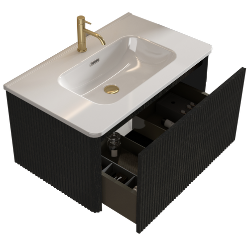 U057-Etna30W-308 Etna 30' Striped Brushed Black Oak Floating Bathroom Vanity with White Ceramic Sink, Bathroom Vanity for Modern Bathroom, One-Piece White Basin without Drain, Pre-assembled - Image 9