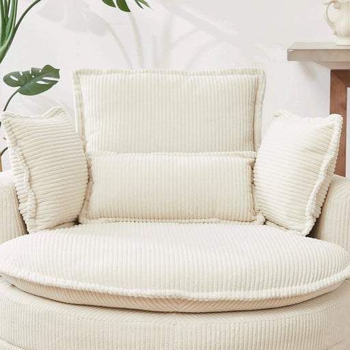 38'W Oversized Swivel Chair with moon storage ottoman for Living Room, Modern Accent Round Loveseat Circle Swivel Barrel Chairs for Bedroom Cuddle Sofa Chair Lounger Armchair, 4 Pillows,CORDUROY Default -DTYStore