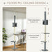 85.5" Cat Tree Height Adjustable Floor-to-Ceiling 4-Tier Kitty Climbing Activity Center Condo Cat Toy with Scratching Post Hanging Balls Play Rest Post Pet Furniture Grey - DTYStore