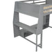 Wood Full Size Gaming Loft Bed with Desk, Multi-storage Shelves, LED and a Hanging Clothes Rack, Gray - DTYStore