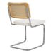 Mid Century Modern Dining Chairs Set of 2, Velvet Accent Chairs with Natural Cane Back, White - DTYStore