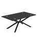 39.37' Rectangle Black Glass Coffee Table,Stylish Design with Black Metal Legs, Coffee Table for Living Room Default -DTYStore