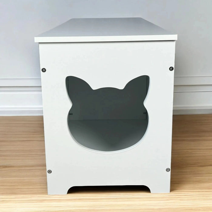 39.4' Top open Cat Litter Box Enclosure Furniture, Cat Washroom, Hidden Litter Box Cover, Cabinet for Large Cat, Dog Proof Cat Litter Boxes, Hideaway Litter Box, Cat House, White - DTY Store