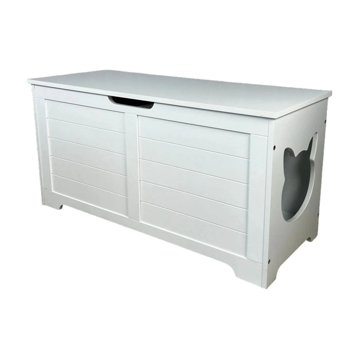 39.4' Top open Cat Litter Box Enclosure Furniture, Cat Washroom, Hidden Litter Box Cover, Cabinet for Large Cat, Dog Proof Cat Litter Boxes, Hideaway Litter Box, Cat House, White- DTY Store
