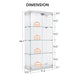 4-Tier Glass Display Cabinet, Double Door Glass Cabinet, Four Partitions, Two Locks, Floor Standing Storage Cabinet for Living Room, Bedroom, Showroom and Office, White, 31.5"L x 14.2"W x 66.3"H - DTYStore