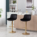 Chrome Footrest and Base Swivel Height Adjustable Mechanical Lifting Velvet + Golden Leg Simple Bar Stool,Set of 2,Black - DTYStore