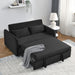 55" Modern Convertible Sofa Bed with 2 Detachable Arm Pockets, Velvet Loveseat Sofa with Pull Out Bed, 2 Pillows and Living Room Adjustable Backrest, Grid Design Armrests - DTYStore