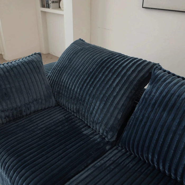 39.8' Cloud Sofa,Corduroy Fabric,Deep Seat Couches,Double-layer design,Removable Cushion,No Assembly, DIY Combination for Living room, Bedroom,Conference room ,Apartment,Blue Default -DTYStore