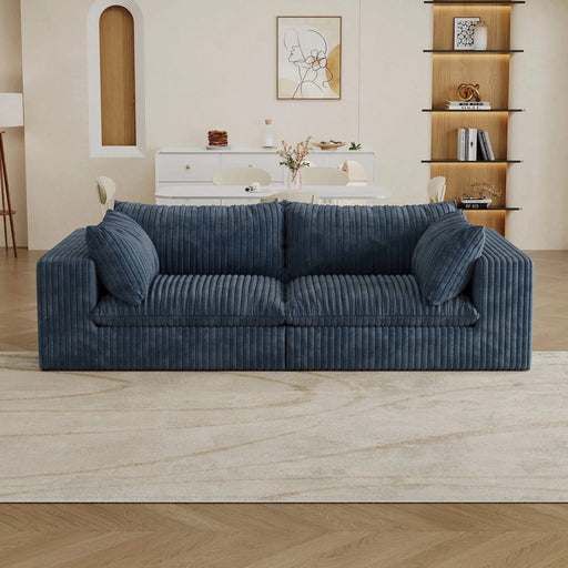 39.8' Cloud Sofa,Corduroy Fabric,Deep Seat Couches,Double-layer design,Removable Cushion,No Assembly, DIY Combination for Living room, Bedroom,Conference room ,Apartment,Blue Default -DTYStore