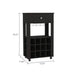 39' H black bar- coffee cart, Kitchen or living room cabinet storage, with 12 bottle racks, a central shelf with 1 Cup holders, 1 drawer ideal for storing small things Default -DTYStore