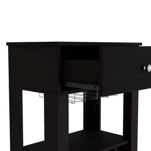 39' H black bar- coffee cart, Kitchen or living room cabinet storage, with 12 bottle racks, a central shelf with 1 Cup holders, 1 drawer ideal for storing small things Default -DTYStore