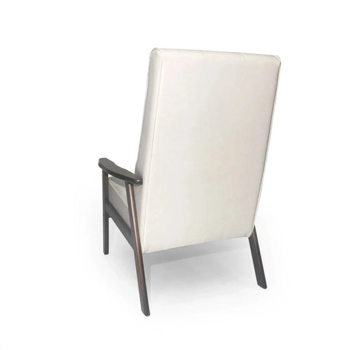 39' Mid Century Modern Upholstered Accent Chair in Snow White Faux Leather, Walnut Finish Default -DTYStore