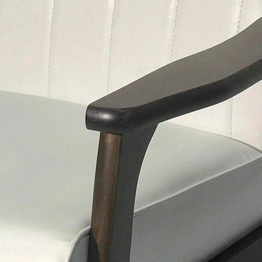 39' Mid Century Modern Upholstered Accent Chair in Snow White Faux Leather, Walnut Finish Default -DTYStore