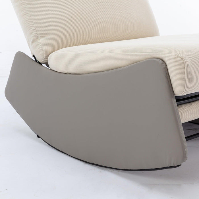 Modern Rocking Chair Recliner, Comfy Rocker Nursery Chair with Footrest, Accent Reading Chair, Upholstered Lounge Chair for Relaxing, Resting,Soft Padded Rocker for Indoor Living Room Bedroom,Gray - DTYStore