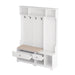 Multi-purpose Hallway Hall Tree with Removable Linen Cushioned Entryway Bench, Coat Rack, Storage Shelves, and DIY Pegboard,for Hallways, Living Room, White - DTYStore