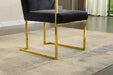 Modern Velvet Dining Arm Chair Set of 1, Tufted Design and Gold Finish Stainless Base - DTYStore