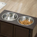 Elevated Dog Bowls for Large Dogs, Raised Dog Bowls with Storage, Two Stainless Steel Bowls, Pet Feeder Station for Indoor Use, Coffee - DTYStore