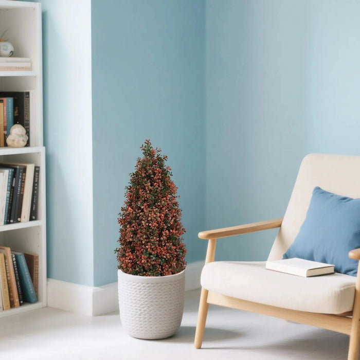 3FT Artificial Boxwood Topiary Tree for Outdoor Porch and Patio Decoration, Red , 2pcs/set Default -DTYStore