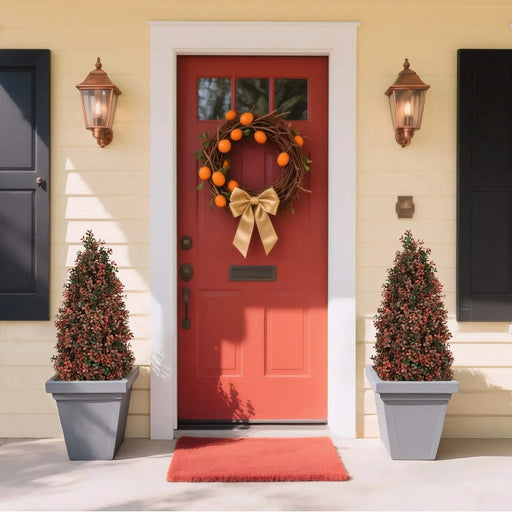 3FT Artificial Boxwood Topiary Tree for Outdoor Porch and Patio Decoration, Red , 2pcs/set Default -DTYStore